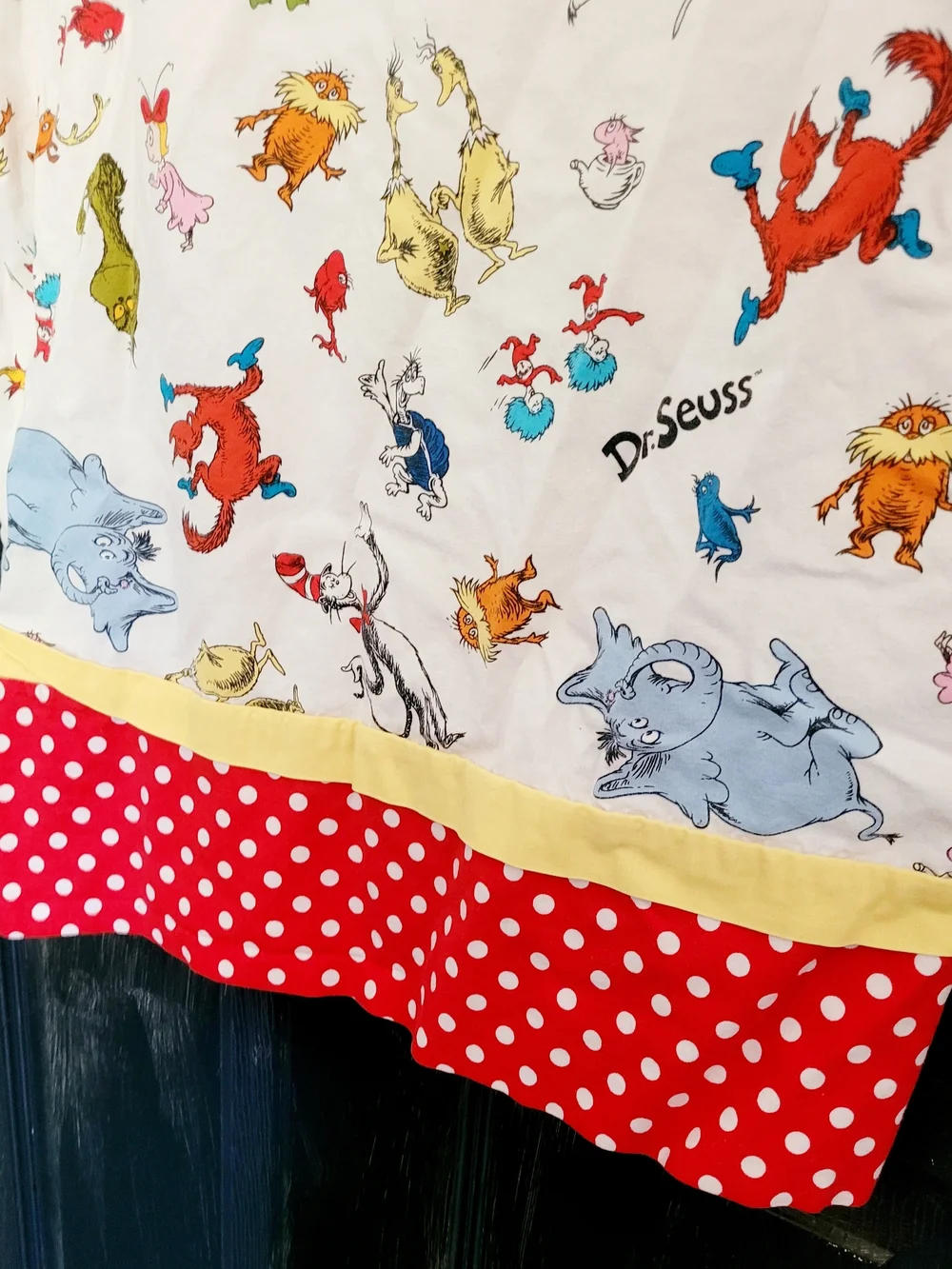 Dr. Seuss Kids Pillowcase with Polka Dot Red & Yellow Trim
